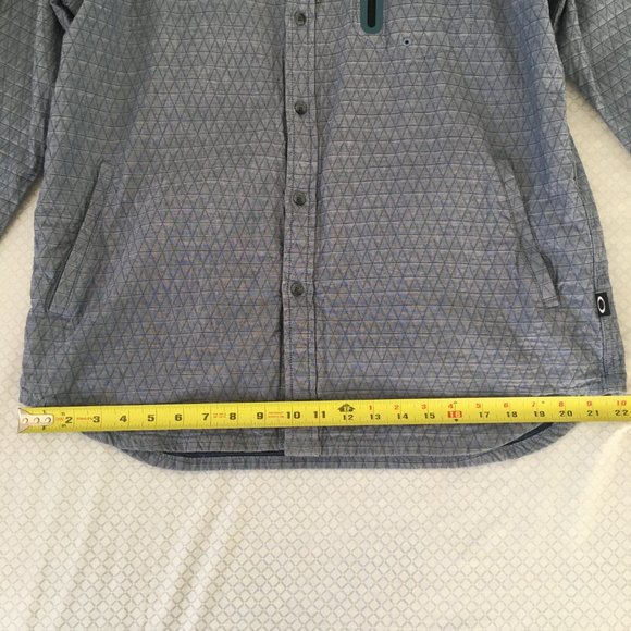 OAKLEY QUILTED BUTTON UP JACKET MENS WITH HOOD BLUE SIZE L - Picture 6 of 9